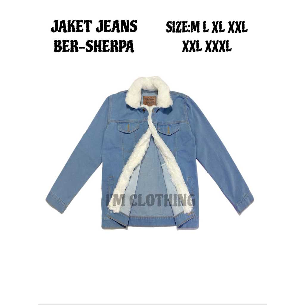 JAKET JEANS SHERPA JAKET DENIM SHERPA JAKET JEANS KERAH WOLF TERBARU BISA COD
