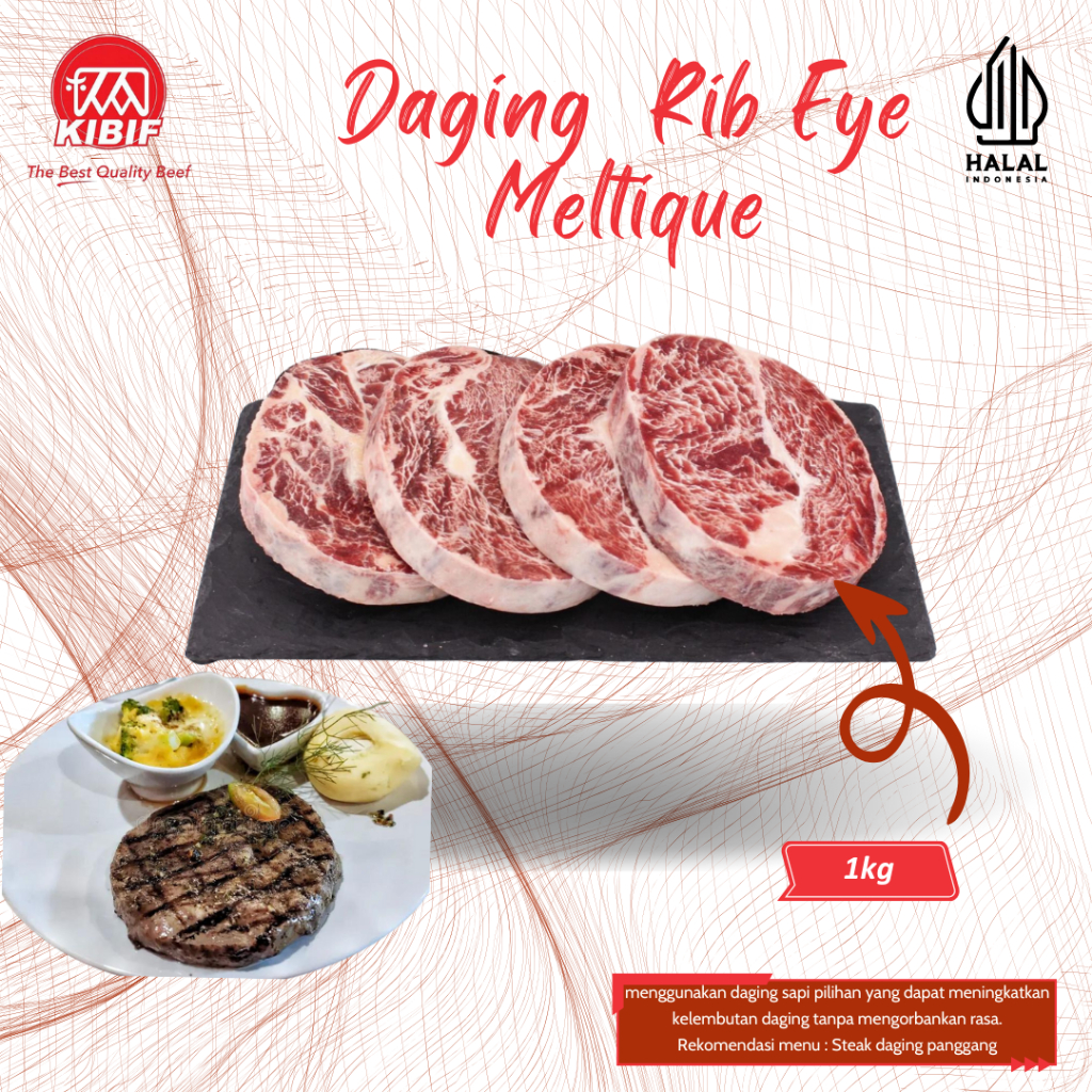 

Daging Rib Eye Meltique Porsi 1kg