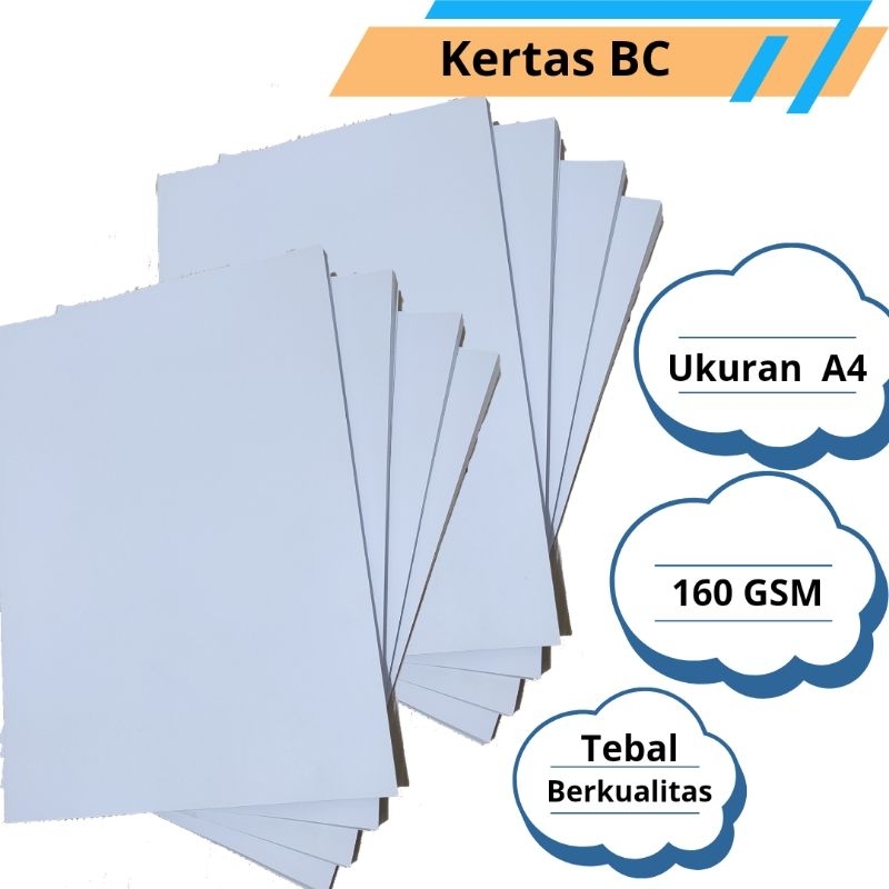 

Kertas BC (briefcard) 50 lembar ukuran A4 160gsm warna (putih) kertas sertifikat, kertas undangan, kertas kartu nama