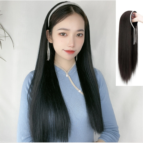Wig Bando Cantik Wanita Simple Elegan Korean Version Wig Bando Panjang Wanita Hairclip Korea Rambut 