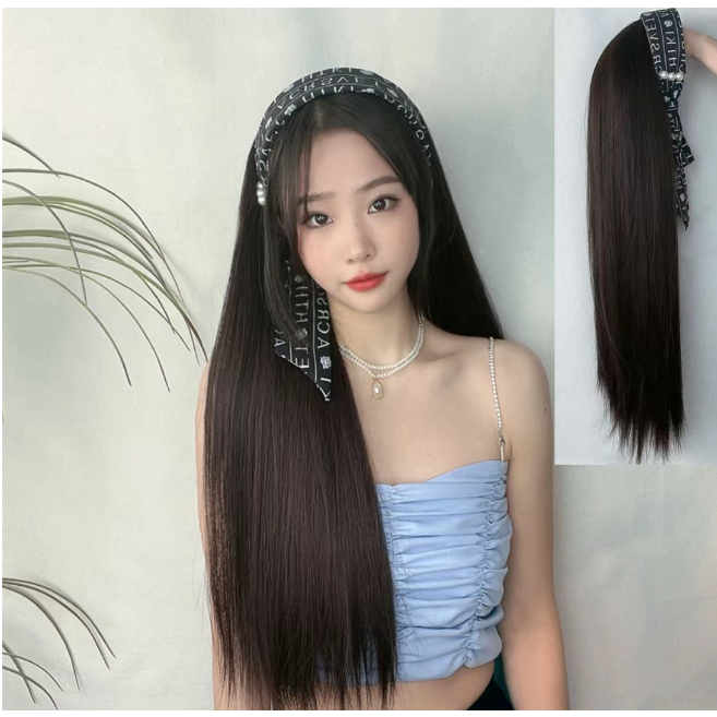 Wig Bando Cantik Wanita Simple Elegan Korean Version Wig Bando Panjang Wanita Hairclip Korea Rambut 