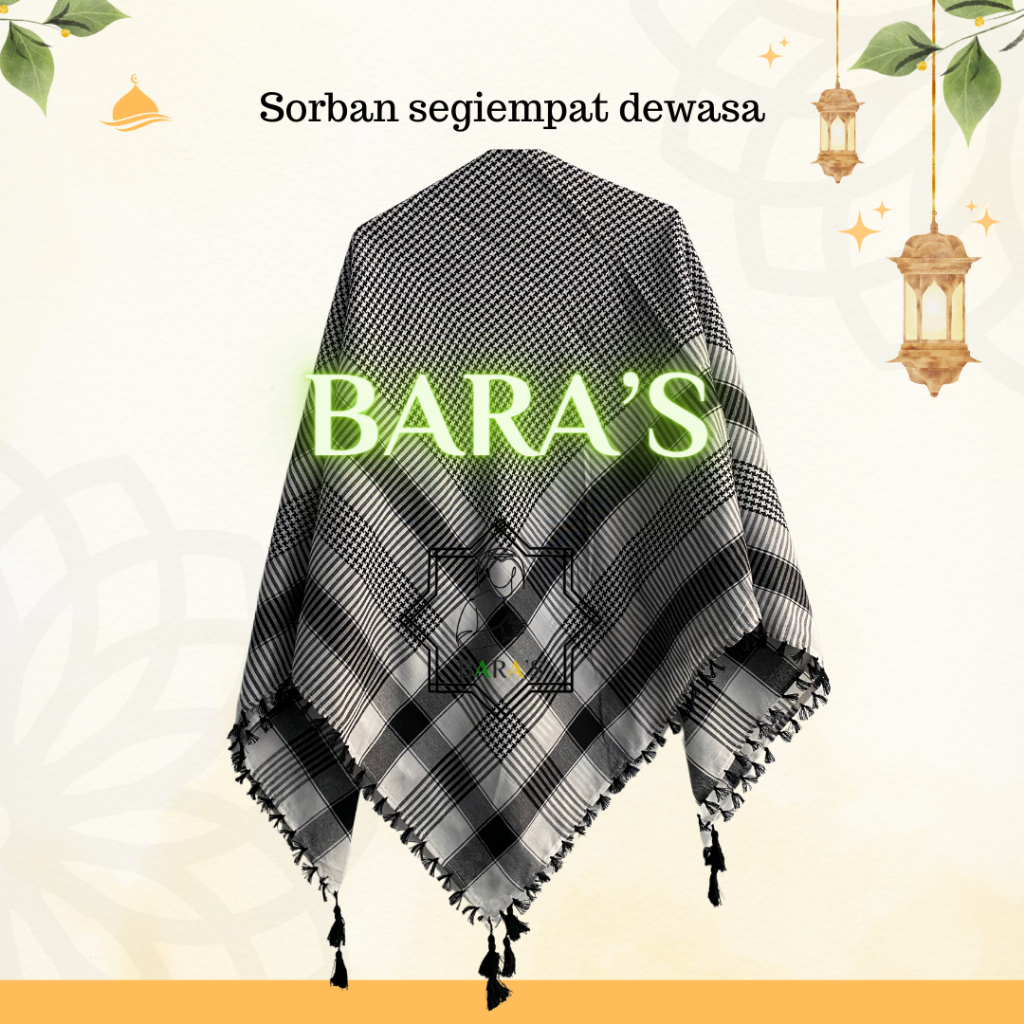 Sorban Hiram putih / Sorban Palestina / sorban merah putih / sorban motif / Sorban kotak kotak / sor