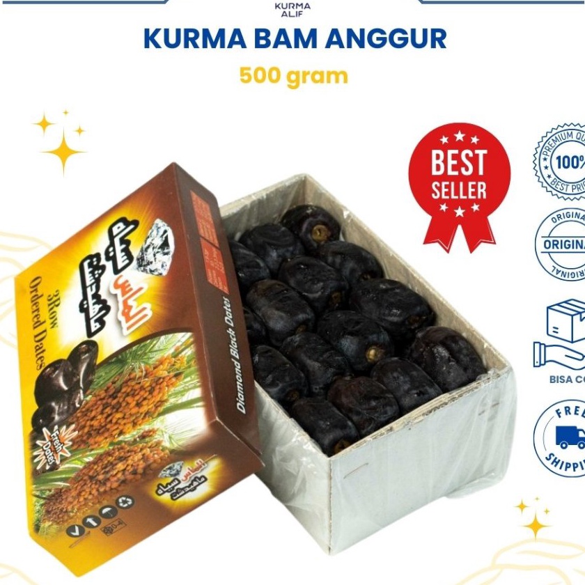 

HJ6 Kurma Bam Anggur 5 gr Jumbo dan Tebal Kurma Black Diamond Original