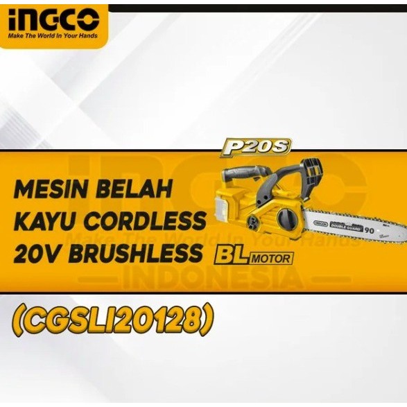 Mesin Gergaji Chainsaw Cordless 20V Brushless 12" INGCO CGSLI20128