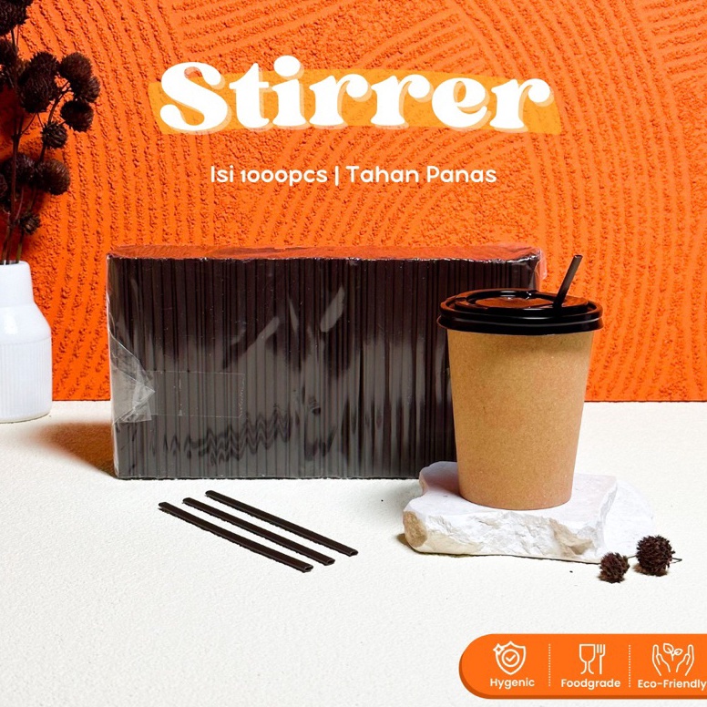 ART V37K ISI 1PCS Sedotan Paper Cup Pipih 12cm  Sedotan Stirrer Hot Cup Kopi  Sedotan Minuman Panas