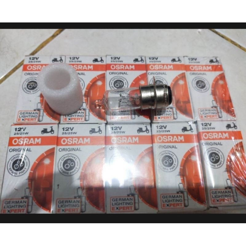 Bohlam lampu depan OSRAM  Motor 12V 25/25 Watt untuk semua Motor Bebek dan Metic Lampu depan motor h