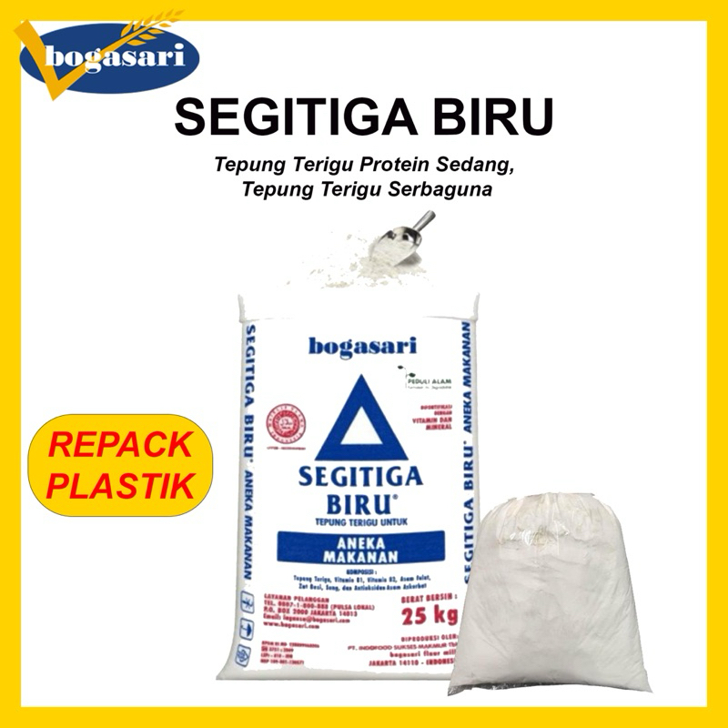 

Tepung Terigu Segitiga Biru/Cakra Kembar/Curah Repack/250gr 500gr