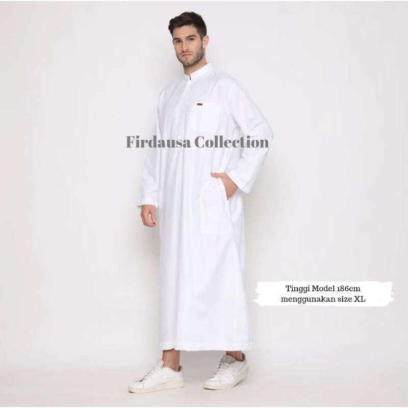 Jubah Putih Gamis Pria Laki - Laki Remaja Dewasa/Gamis Pria Polos Katun Toyobo Premium/Jubah Arab Wa