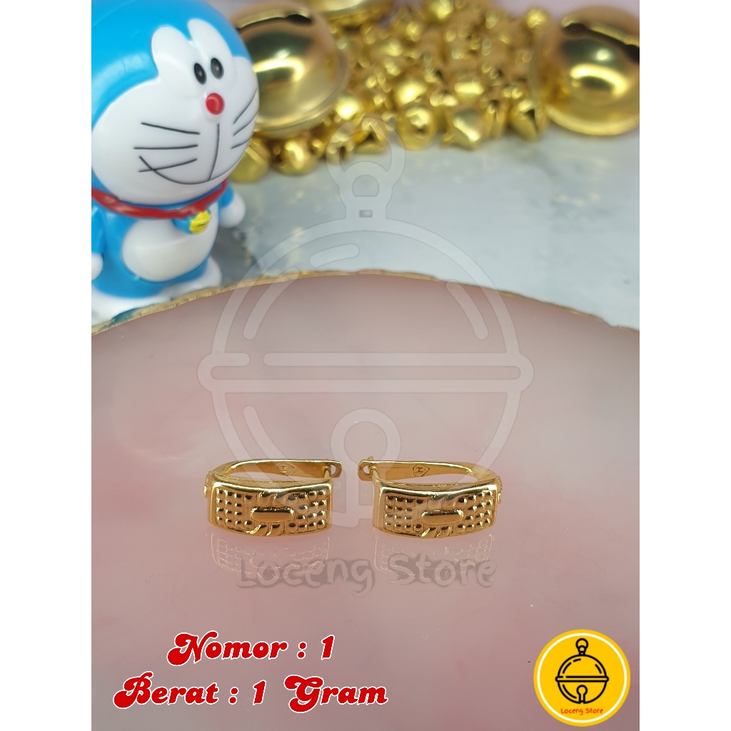 Anting dewasa jepit 1gram emas muda