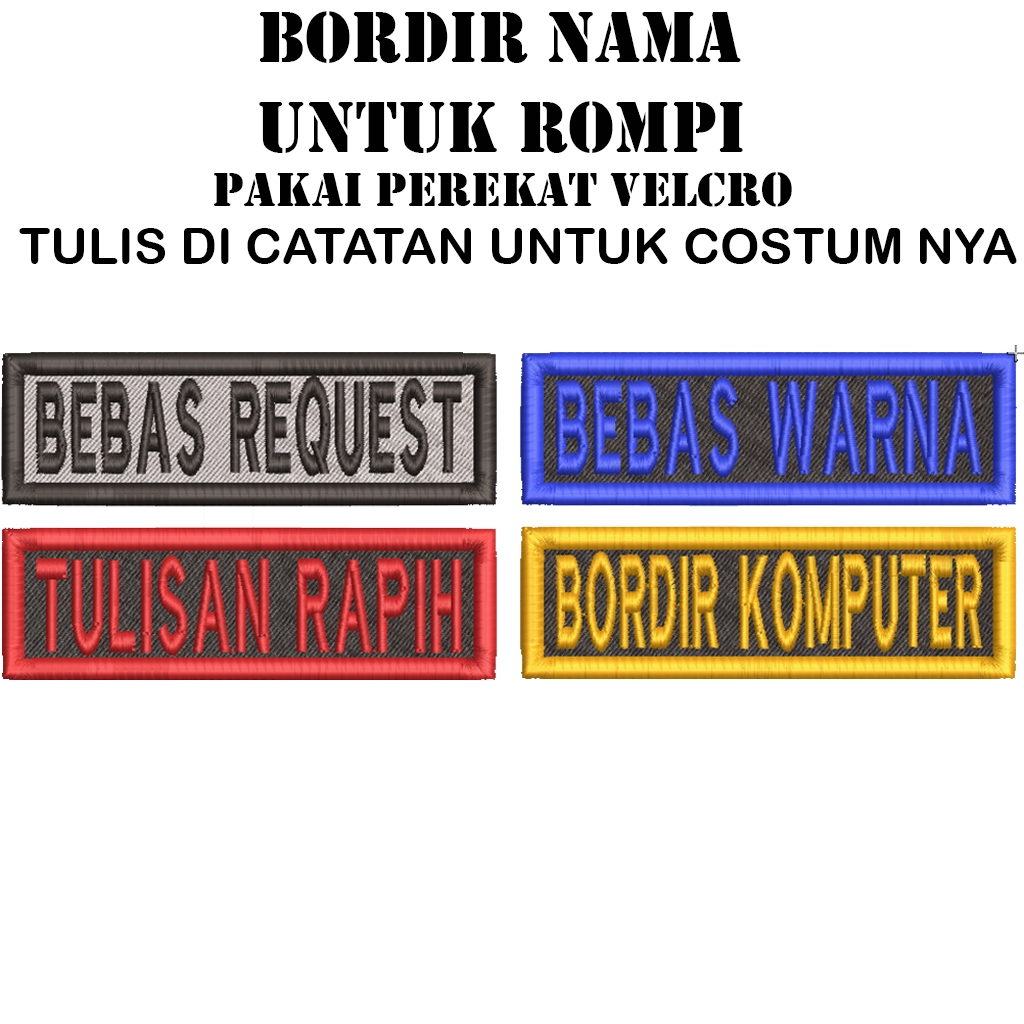Bordir Nama Costum Perekat Timbul Untuk Security Satpam Dishub Polisi Dll
