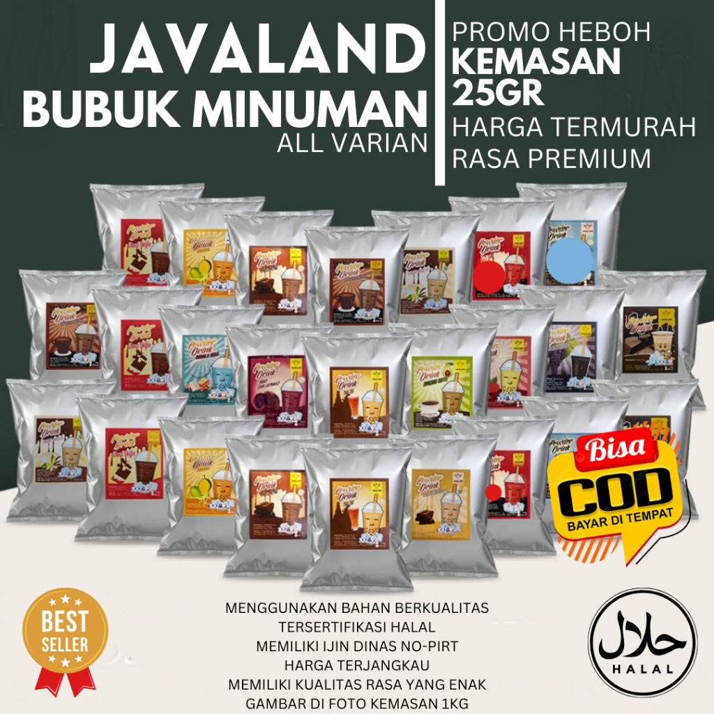 

Bubuk Minuman Rasa Kekinian Aneka Rasa Javaland Mix 25gr