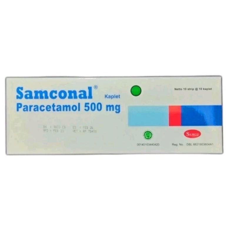 SAMCONAL Kaplet - Paracetamol 500mg (100's /Dus) | Pamol 500mg