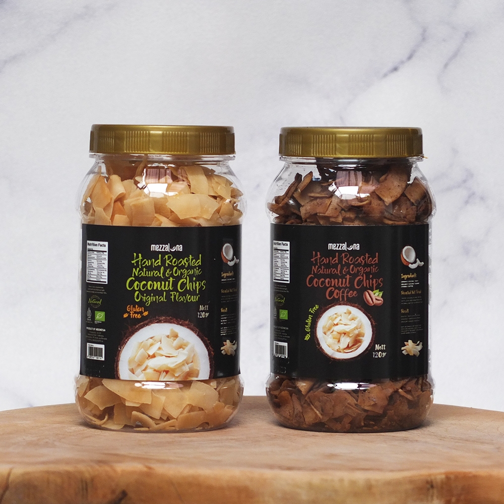 

Mezzaluna Coconut Chips 120gr Keripik Kelapa Hi Fiber Gluten free