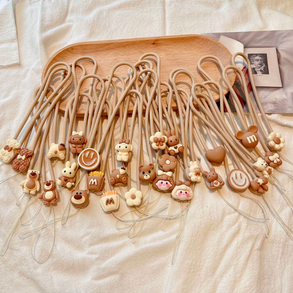 Gantungan Hp Pendek Bentuk Lucu warna Milk tea Tali Hp