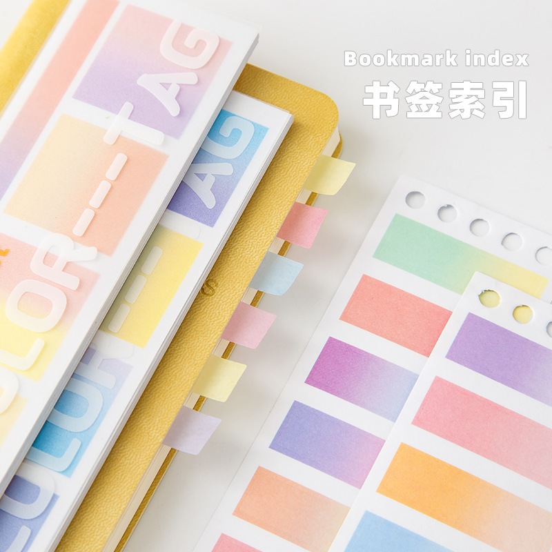 

DAY7 Gradient color stickers binder ring student label index stickers writeable stationery stickers sticky notes small clear classification instruction stickers