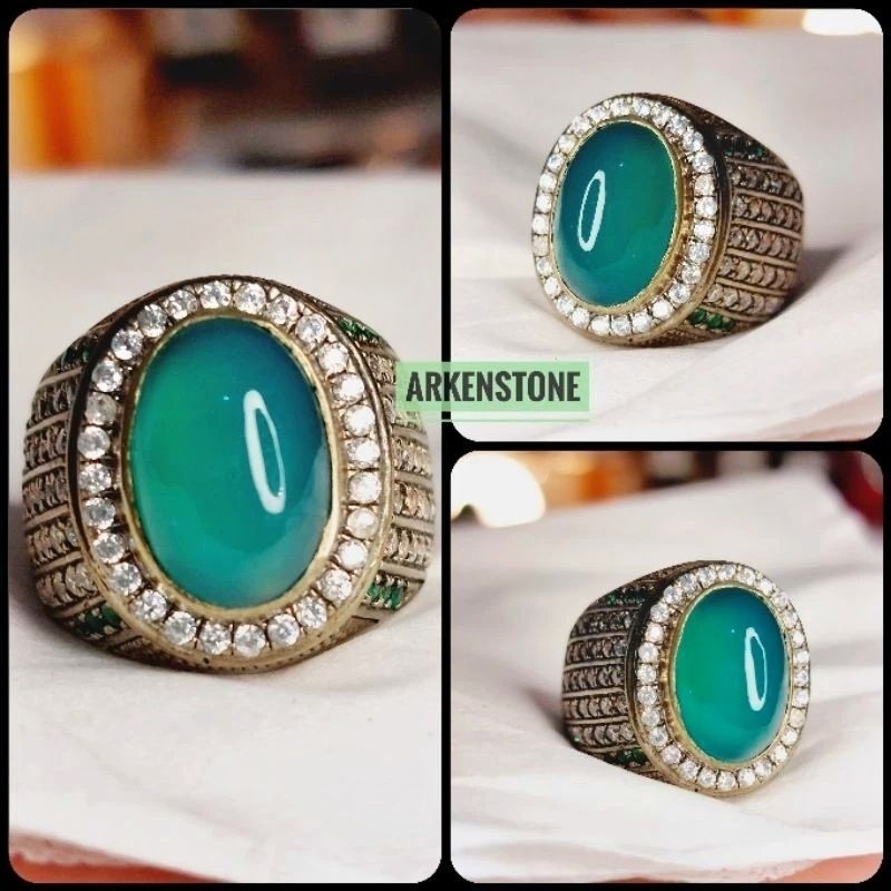 Natural Bacan Gulao Hijau Crystal Giwang HQ◇Perak