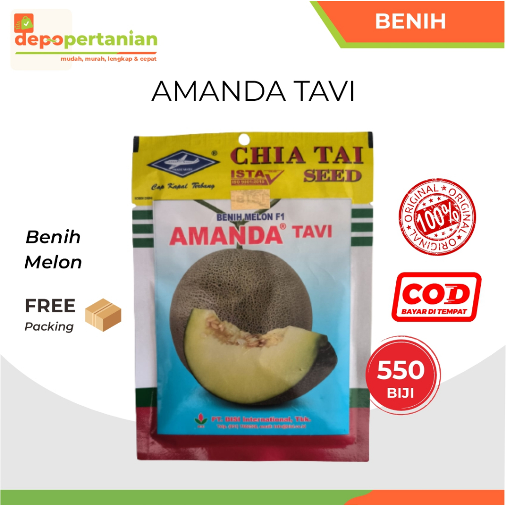 Depo Pertanian - Benih Melon Amanda Tavi F1 isi 550 Biji Bibit Melon Cap Kapal Terbang