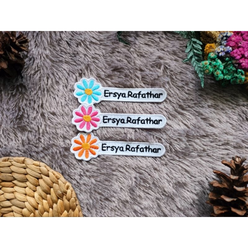 Bet Nama Bunga Lucu Bordir Bed Nama Dada Bunga