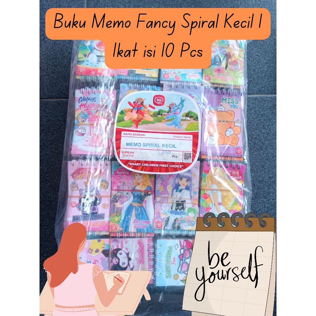 

BUKU MEMO NOTES SPIRAL KERTAS FANCY KECIL MEREK DG 1 PAK ISI 10 PCS