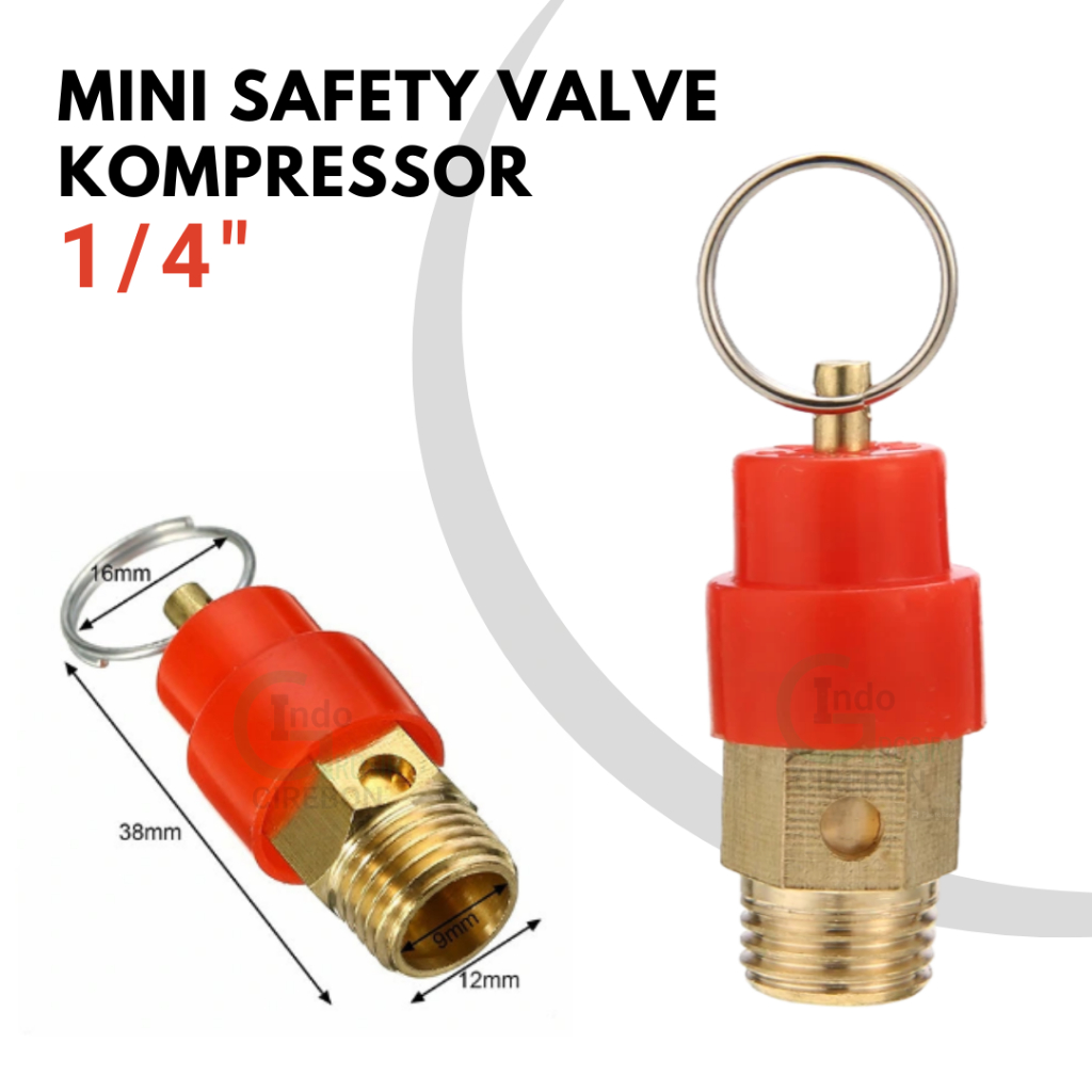 Katup Pengaman Tabung Angin Kecil Kuningan Mini Safety Valve 1/4" Kompresor