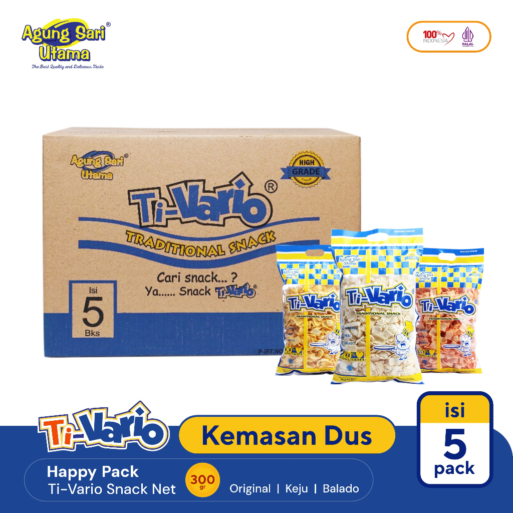 

TI-VARIO JARING NET 1DUS ISI 5 Varian Rasa - Original - Balado - Keju - Renyah - Viral - Murah