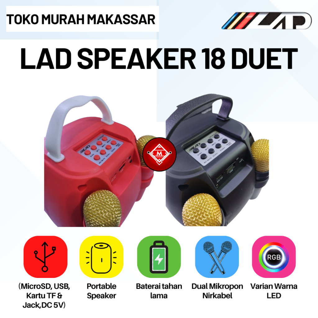 LAD SPEAKER 18 DUET / SPEAKER KAROKEAN LAMPU RGB / SPK09-LAD