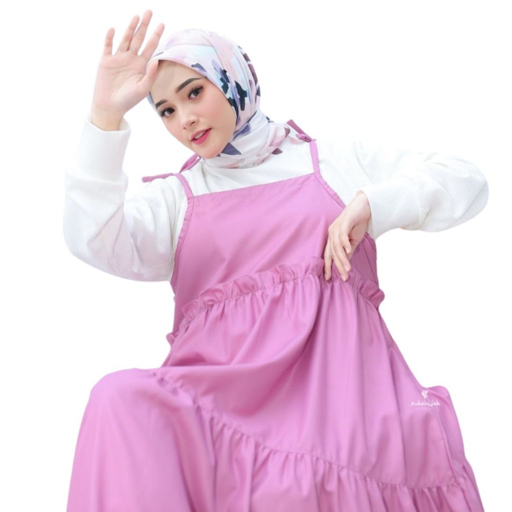 SUKAHIJAB - Shafie Midi Overall Dress Rok Umpak Kekinian Wanita Anak Remaja Jumbo Tali Bisa di Lepas
