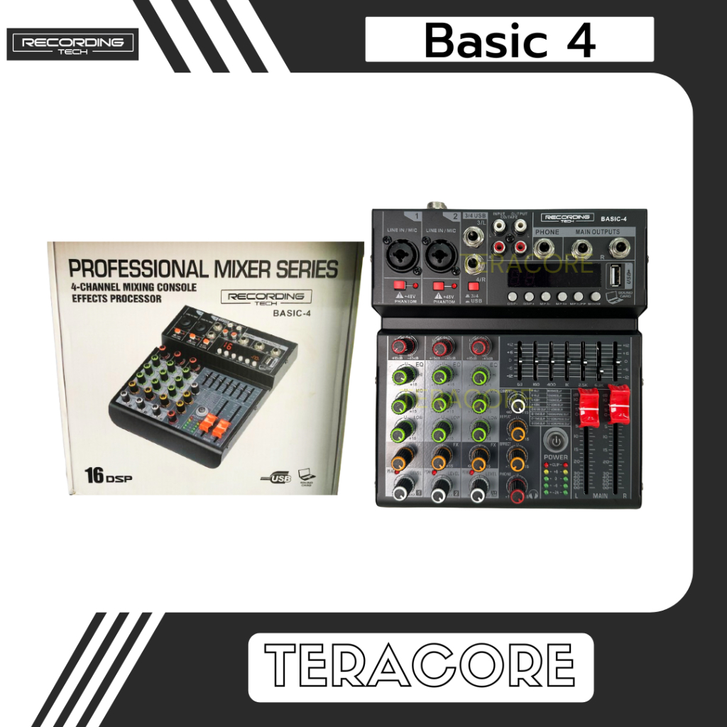 Recording Tech Basic 4 Basic4 Mixer 2 Channel 4 Input USB Soundcard