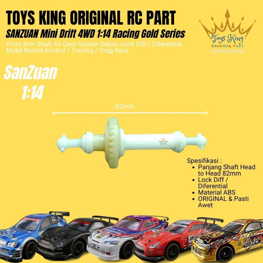 Front Arm Shaft As Gear Gardan Depan Lock Diff / Diferential SANZUAN Mini Drift 4WD  1:14 Racing Gol