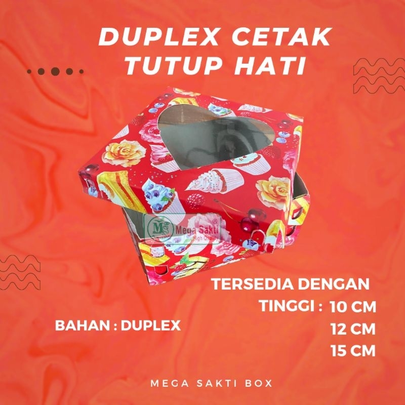 

(ISI 10 PCS) DOS / DUS KUE TUTUP PISAH HATI / DUPLEX CETAK KARTON BOX KOTAK HAMPERS DUPLEX CETAK HATI WINDOW TUTUP PISAH