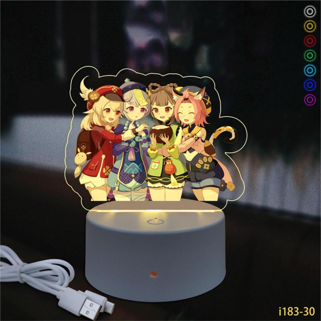 Standee Akrilik LED Touch Genshin Impact Pajangan Meja Ruangan Colorful Acrylic Light Board Lampu Ti