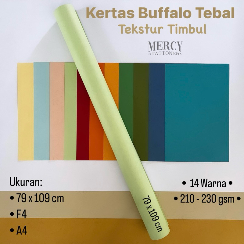 Kertas Buffalo Tekstur Plano Ukuran Besar 79x109 cm Bufalo Motif Warna Tebal