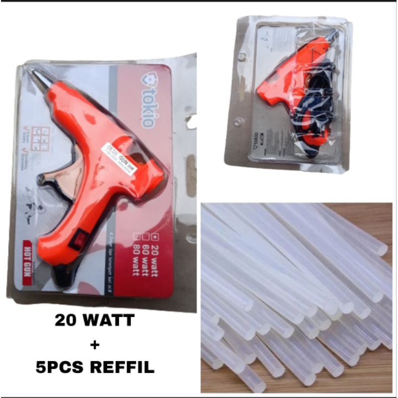 

Lem Tembak / Glue Gun On Off 20 WATT Free Refill 5 pcs TOKIO