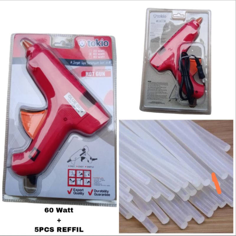 

Lem Tembak / Glue Gun On Off 60 WATT Free Stik Refill 5 PCS TOKIO