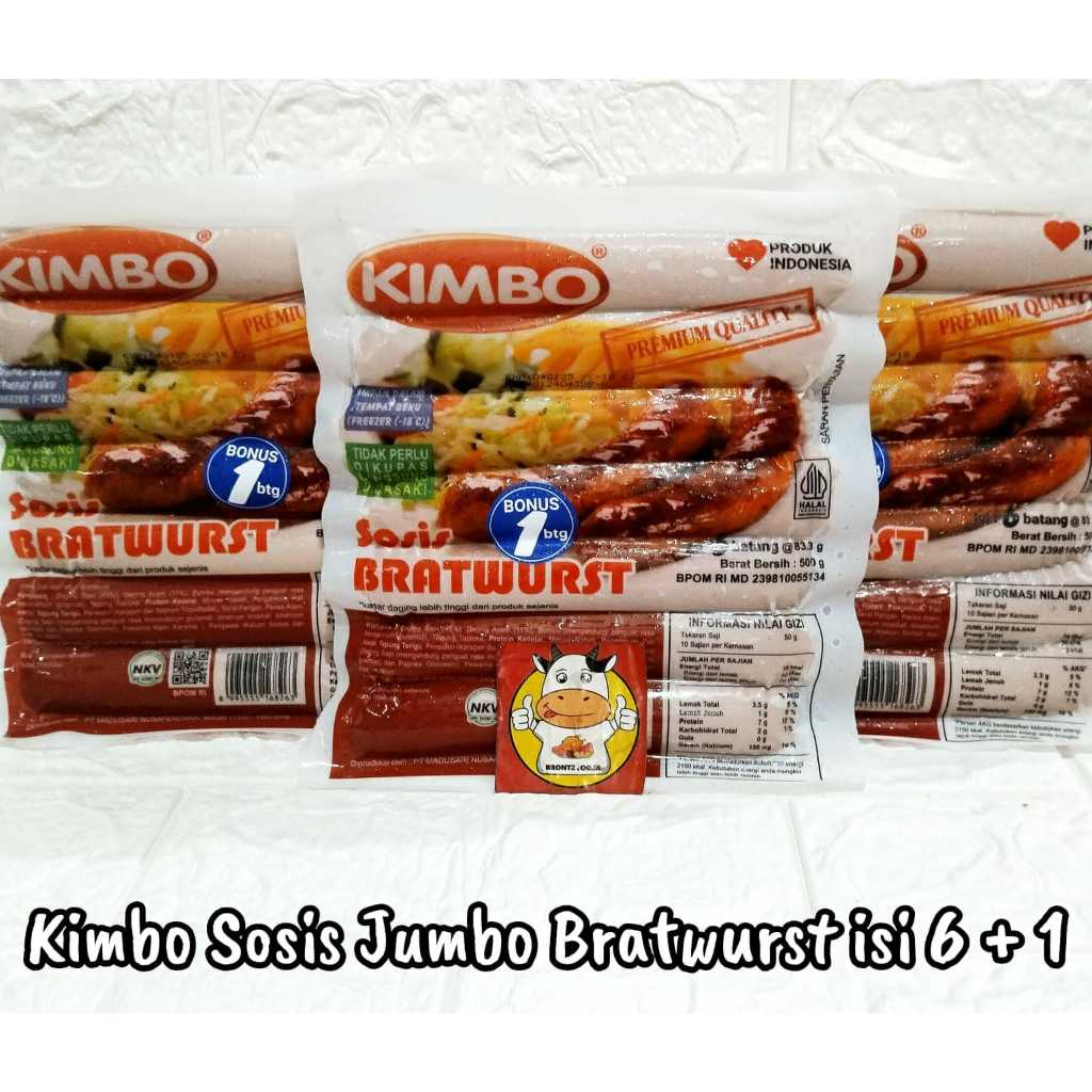 

KIMBO SOSIS SAPI JUMBO BRATWURST ISI 6+1-FROZEN FOOD-BRONTZ JOGJA