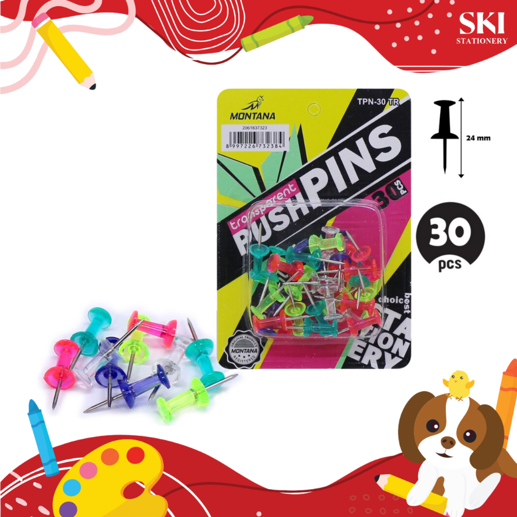 

Push Pin / Paku Pin / Paku Tindis / Jarum Tekan Warna Transparant Montana