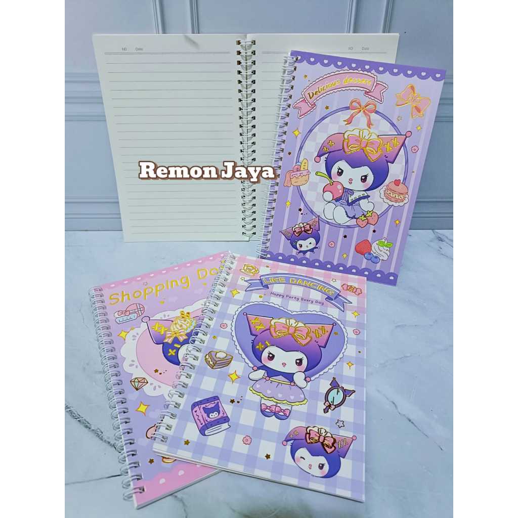 

Buku Catatan Notebook A5 Isi 60 Lembar Buku Diary Aesthetic Motif Kartun KUROMI