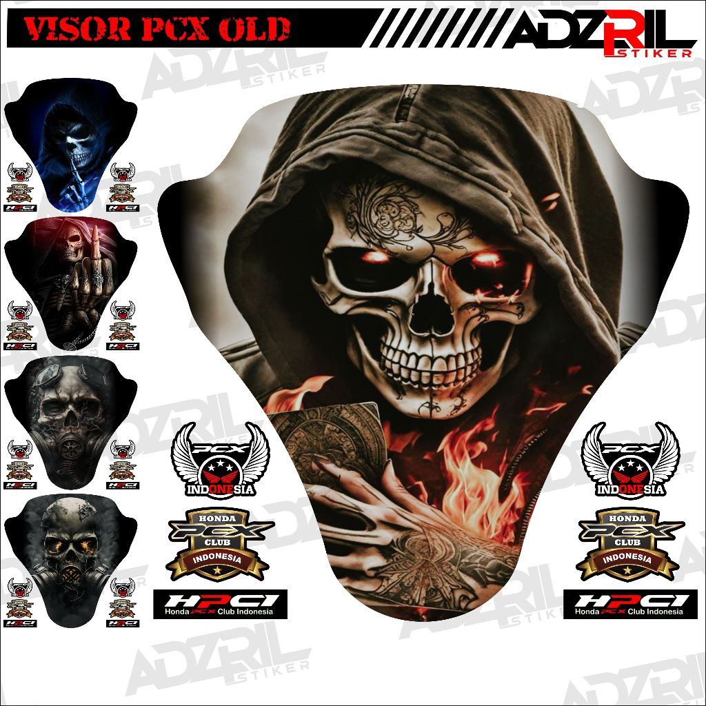 Stiker visor Winshield HONDA PCX 150 OLD TENGKORAK FUCEK YOU KEREN  (049) / stiker  Winshield  gamba