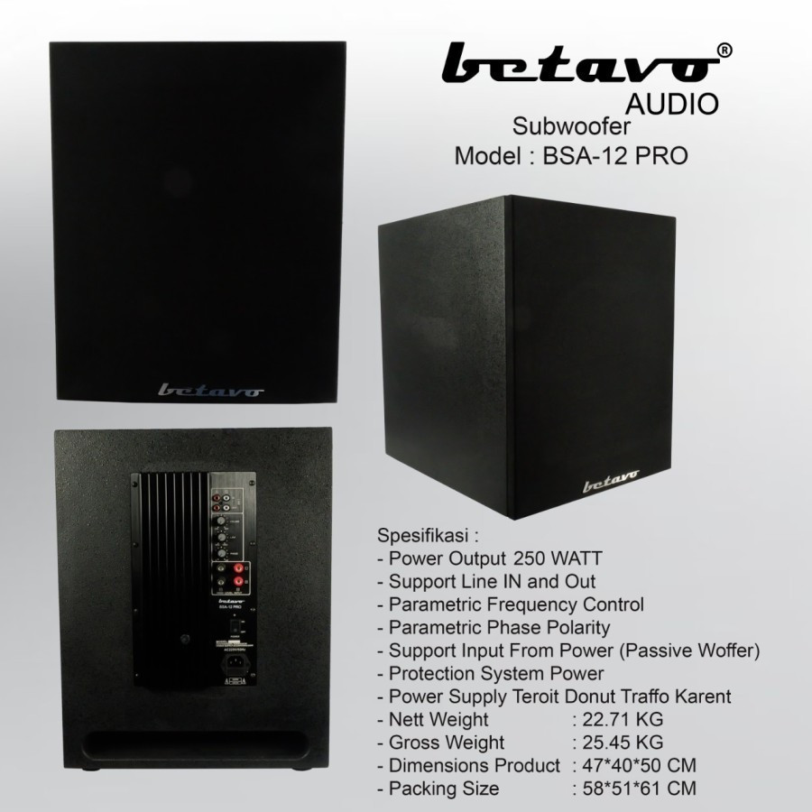 SUBWOOFER AKTIF BETAVO BSA 12 PRO / BSA12PRO / BSA 12PRO 12INCH ORIGINAL BETAVO