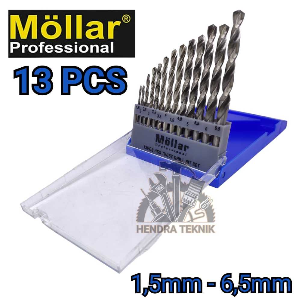 MATA BOR BESI SET 1,5 - 6,5MM 13PCS HSS BAGUS MURAH MATA DRILL BESI KAYU ALUMINIUM
