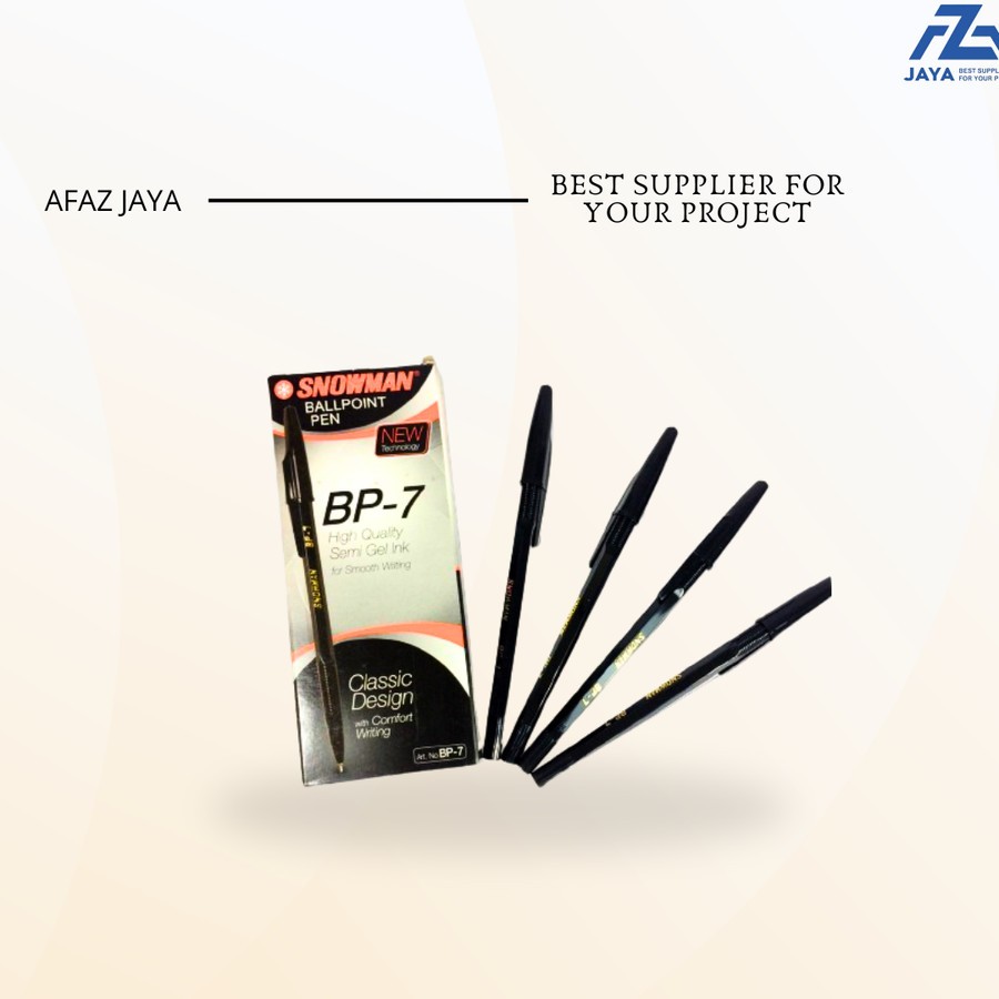 

PULPEN SNOWMAN HITAM BP7 PER LUSIN PENA BALLPOINT HITAM LUSINAN