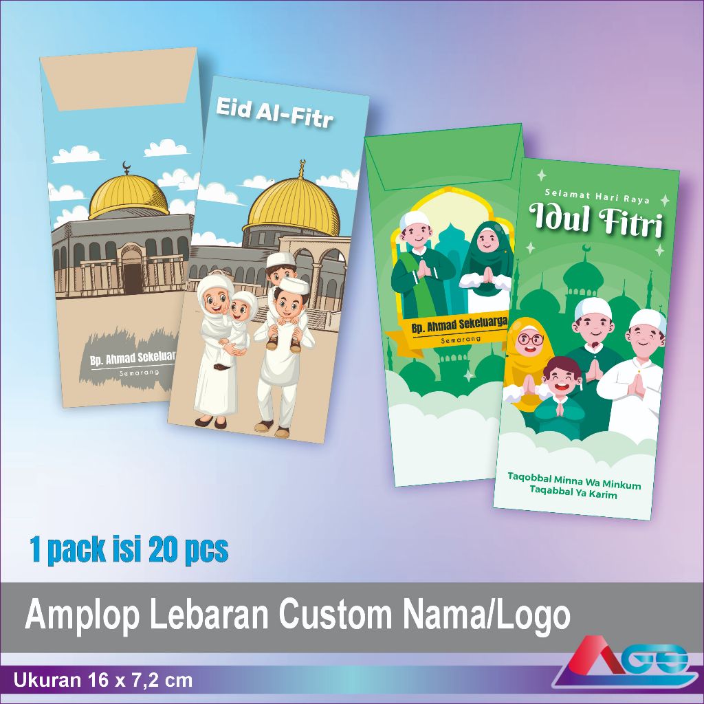 

Amplop Hari Raya Lebaran Idul Fitri Custom Nama Cetak 2 Sisi Amplop Angpau Ucapan 1 Pack Isi 20 pcs