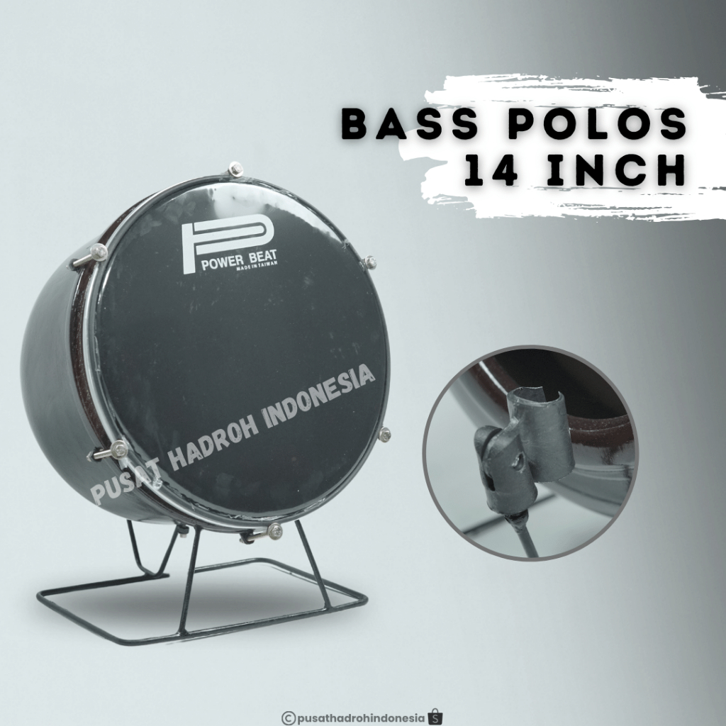 Bass Hadroh Motif Polos Ukuran 14 inch Bass Rebana Qasidah Bas Banjari Terbangan Bass Marawis Polos 