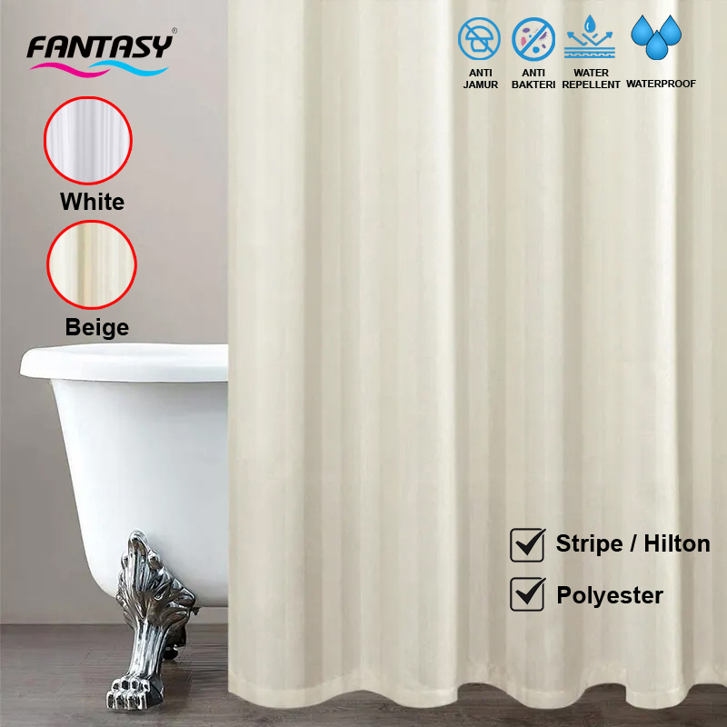 Fantasy Polyester Tirai Kamar Mandi / Gorden Kamar Mandi / Shower Curtain Hilton Pembatas Tirai Kama