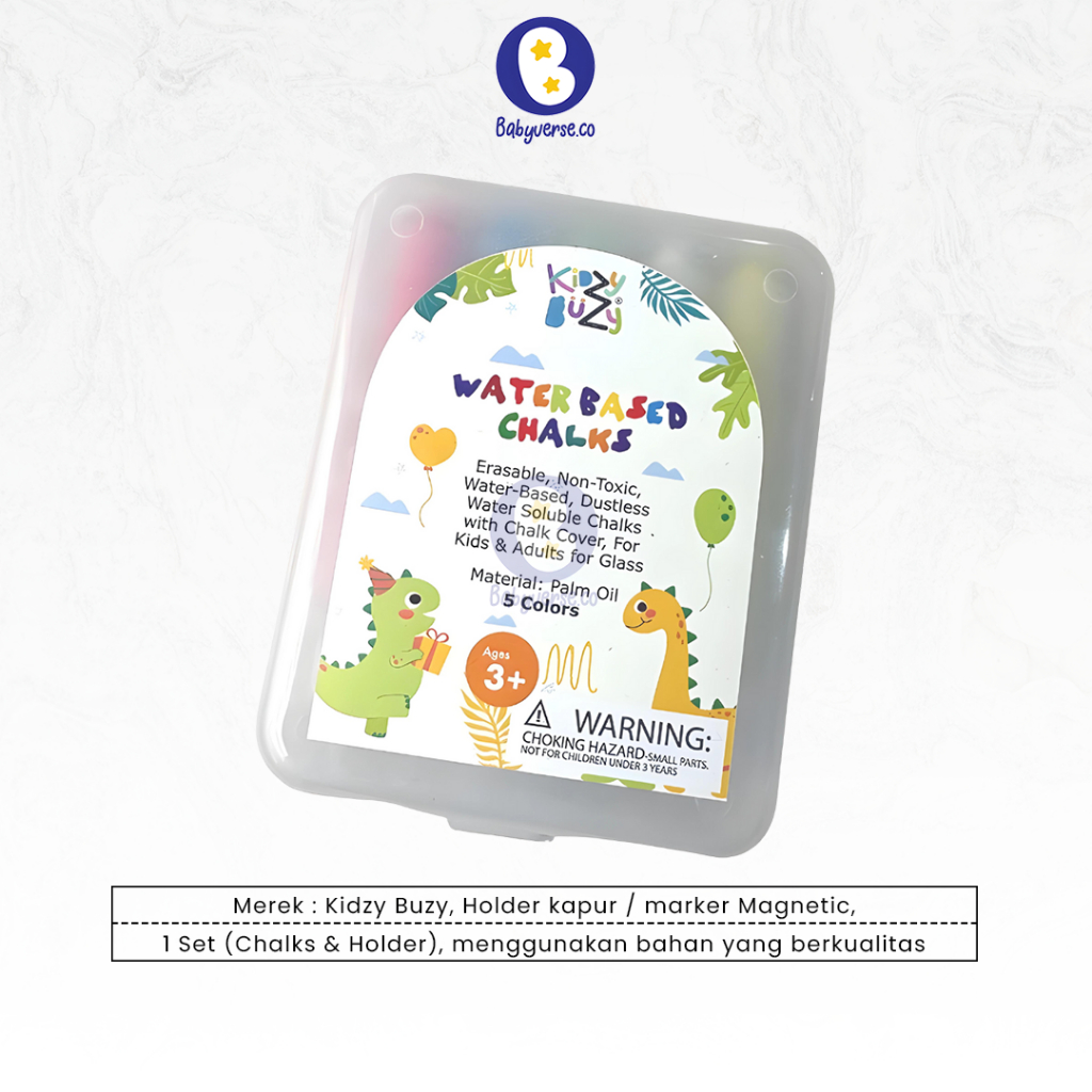 

Mainan Edukasi Anak Waterbased Chalks Five Color with Chalk Cover Kapur Anak Magnetic Marker Holder