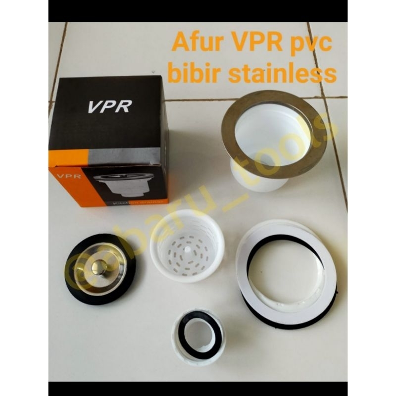 Afur Bak Cuci Piring badan body PVC bibir stainless saringan bak cuci piring