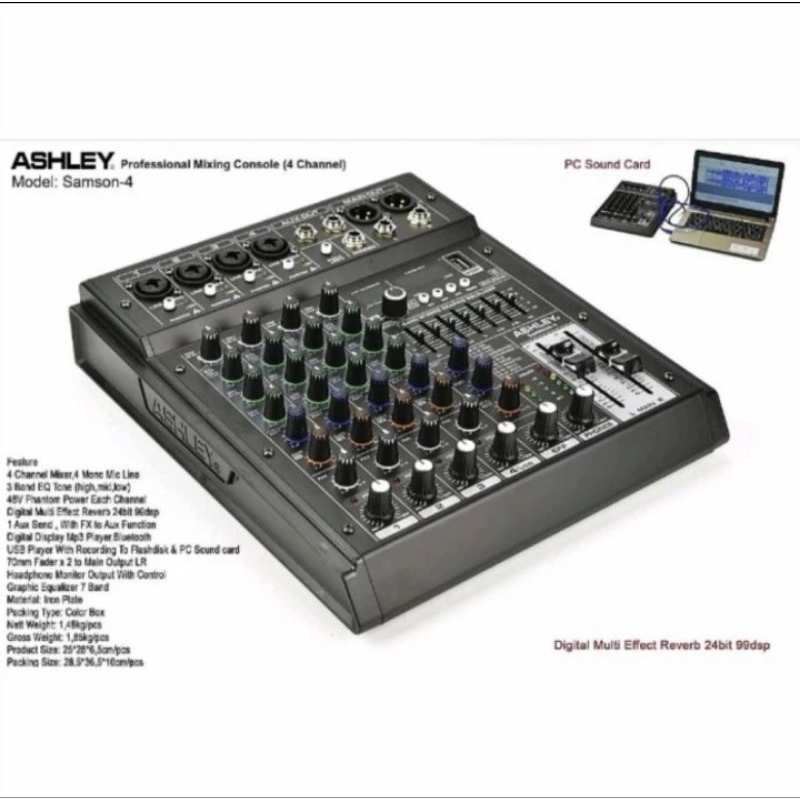 Mixer Ashley Samson 4 Channel Bluetooth Soundcard Original