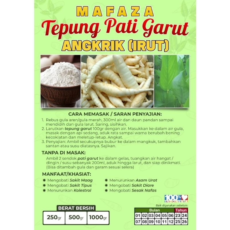 

TEPUNG PATI GARUT 500 GRAM ASLI OBAT SAKIT MAAG, NYERI LAMBUNG, DIARE, MENGATASI ASAM LAMBUNG