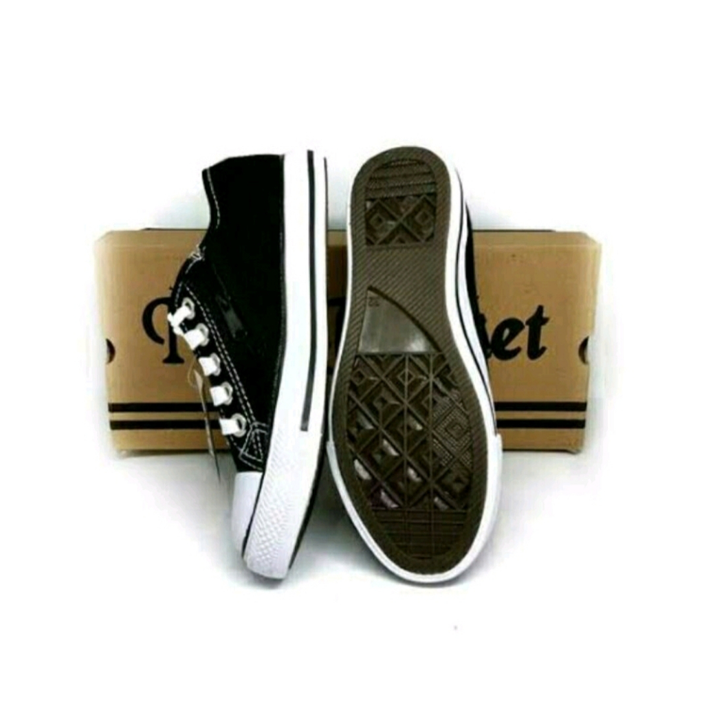 Sepatu New Basket Pendek - Sepatu Sekolah Hitam-Putih