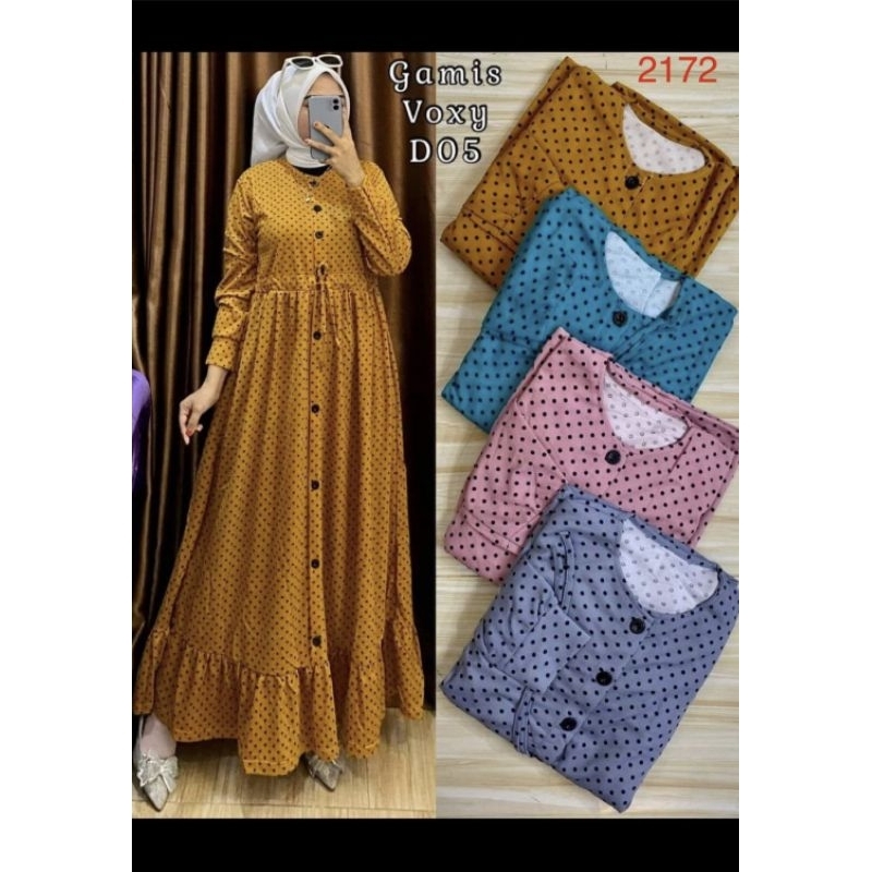 GAMIS SERUT POLKADOT & BUNGA BAHAN VOXY, BUSUI FRIENDLY